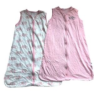 Tilly U Set of 2 Pink Elephant Baby Sleep Sacks Wearable Blankets Size Large